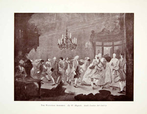 1907 Print Wanstead Assembly William Hogarth Dance Ballroom Fashion XAGA3
