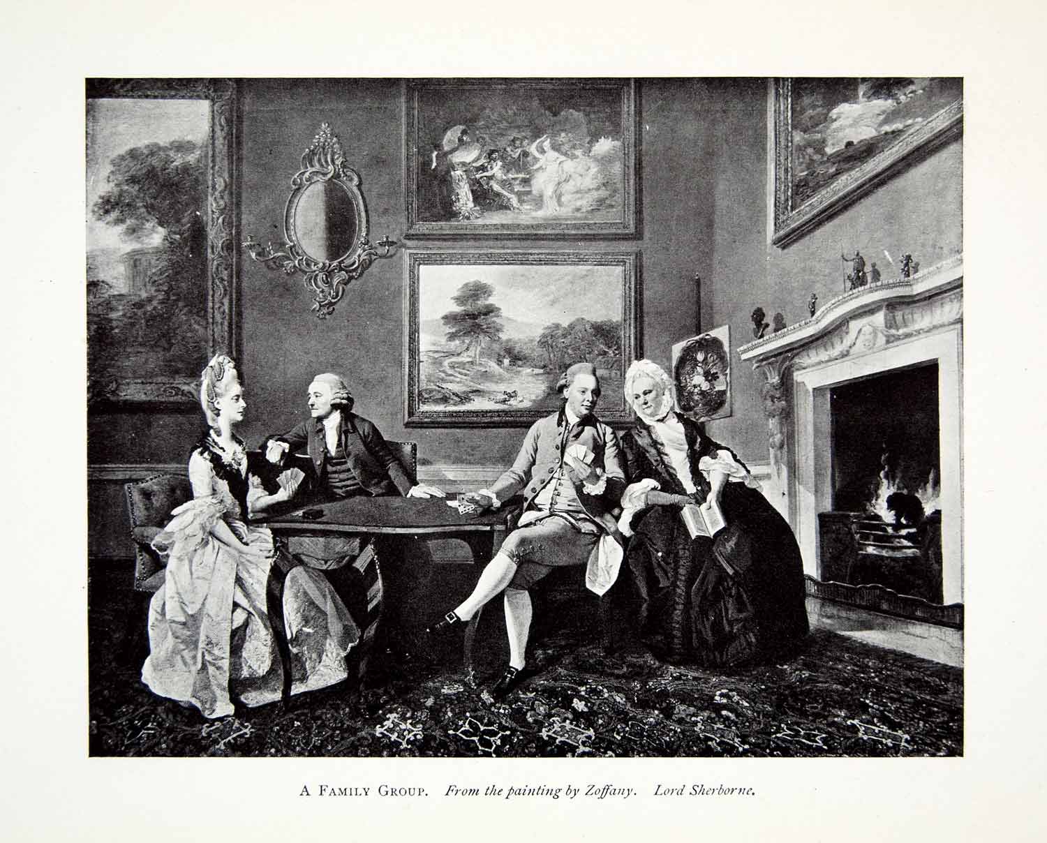 1907 Print Johann Zoffany Family Group Portrait Living Room
