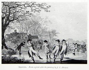 1907 Print J C Ibbetson Men Ice Skating British England Sport Landscape XAGA3