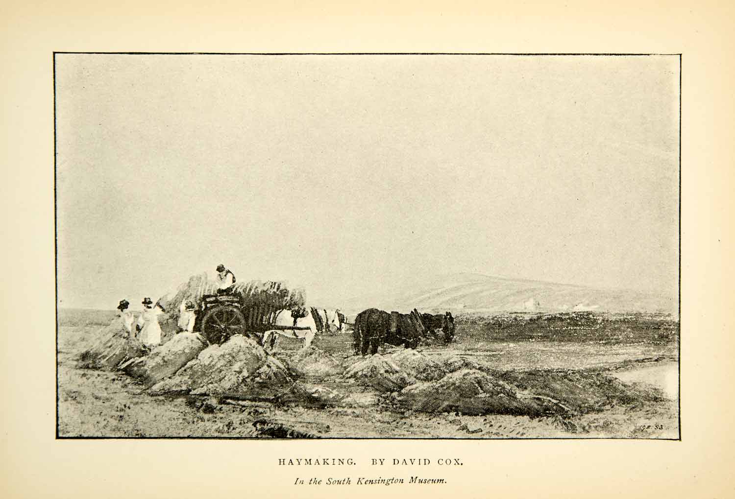 1891 Print Haymaking David Cox English Countryside Landscape Farming Field XAGA4