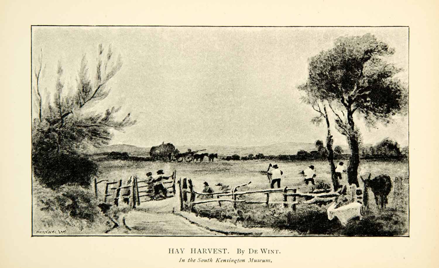 1891 Print Peter De Wint Hay Harvest English Landscape Farm Hands XAGA4