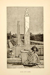 1886 Print Lawrence Alma Tadema Hide Seek Ancient Rome Ruins Sculpture XAGA6