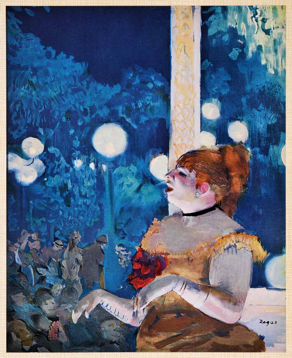 1958 Tipped-In Print Cafe Concert Song Dog Lady Audience Lights Blue XAH6 1958 Tipped-In Print Cafe Concert Song Dog Lady Audience Lights Blue XAH6
