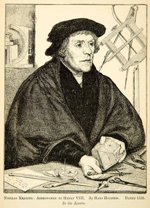 1883 Print Nicholas Kratzer Astronomer Henry VIII Era Hans Holbein XAHA2