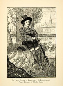1883 Print Sir Philip Sidney Penshurst Isaac Oliver Portrait Period XAHA2