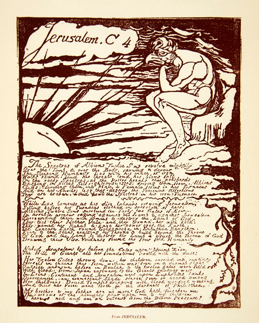 1863 Photolithograph Jerusalem Portrait Nude William Blake Text Prophecy XAHA3
