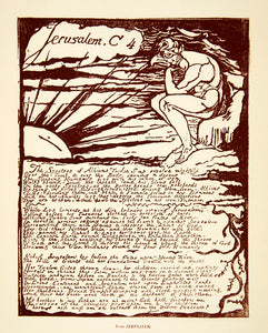 1863 Photolithograph Jerusalem Portrait Nude William Blake Text Prophecy XAHA3