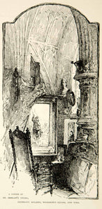 1879 Wood Engraving Walter Shirlaw Interior Studio New York Paintings Bust XAHA5