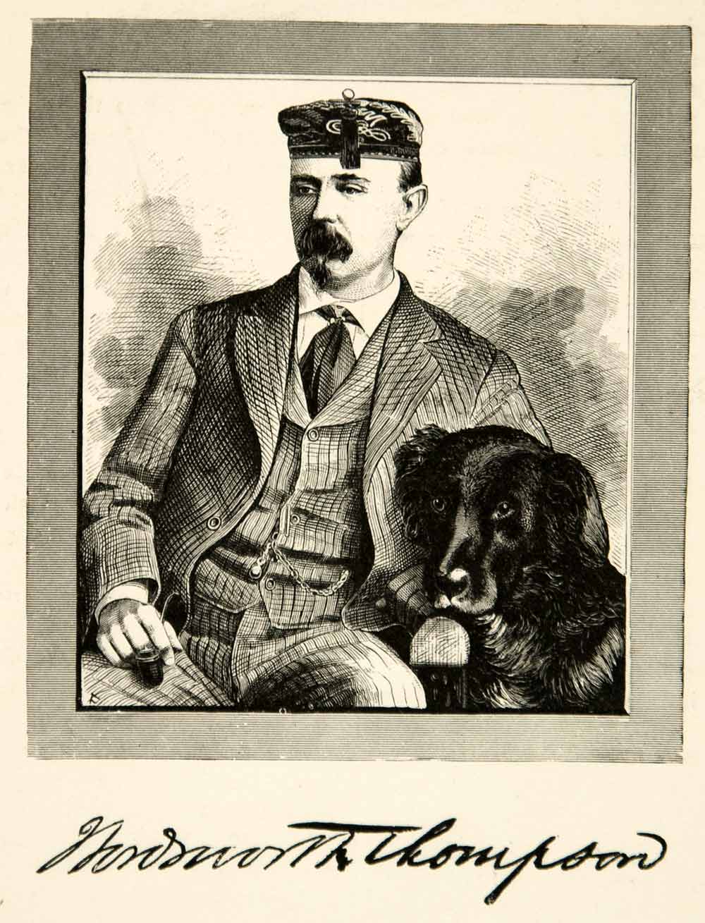 1879 Wood Engraving Wordsworth Thompson Portrait Dog American Painter Art XAHA5