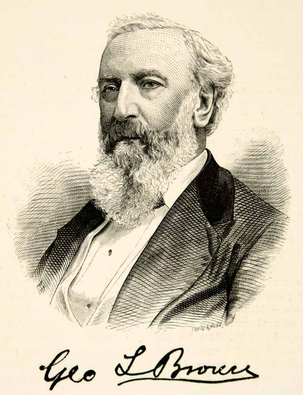 1879 Wood Engraving George Loring Brown Portrait American Painter Engraver XAHA5
