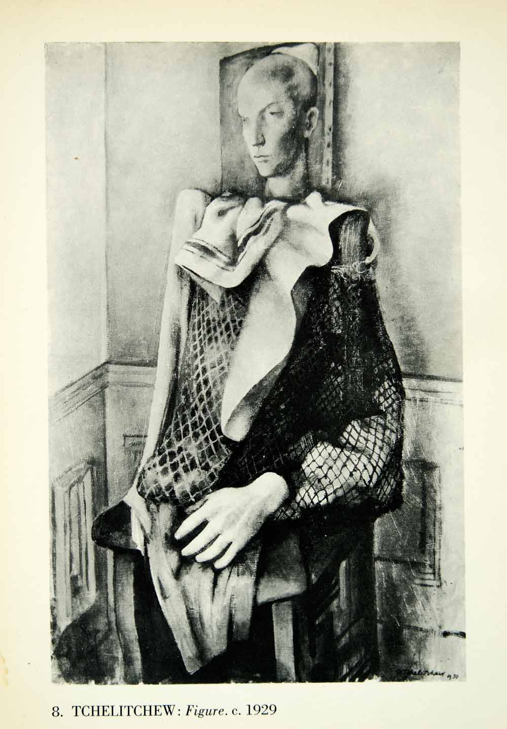 1935 Print Pavel Tchelitchew Figure Fabric Material Man Bald Hands Art XAHA7