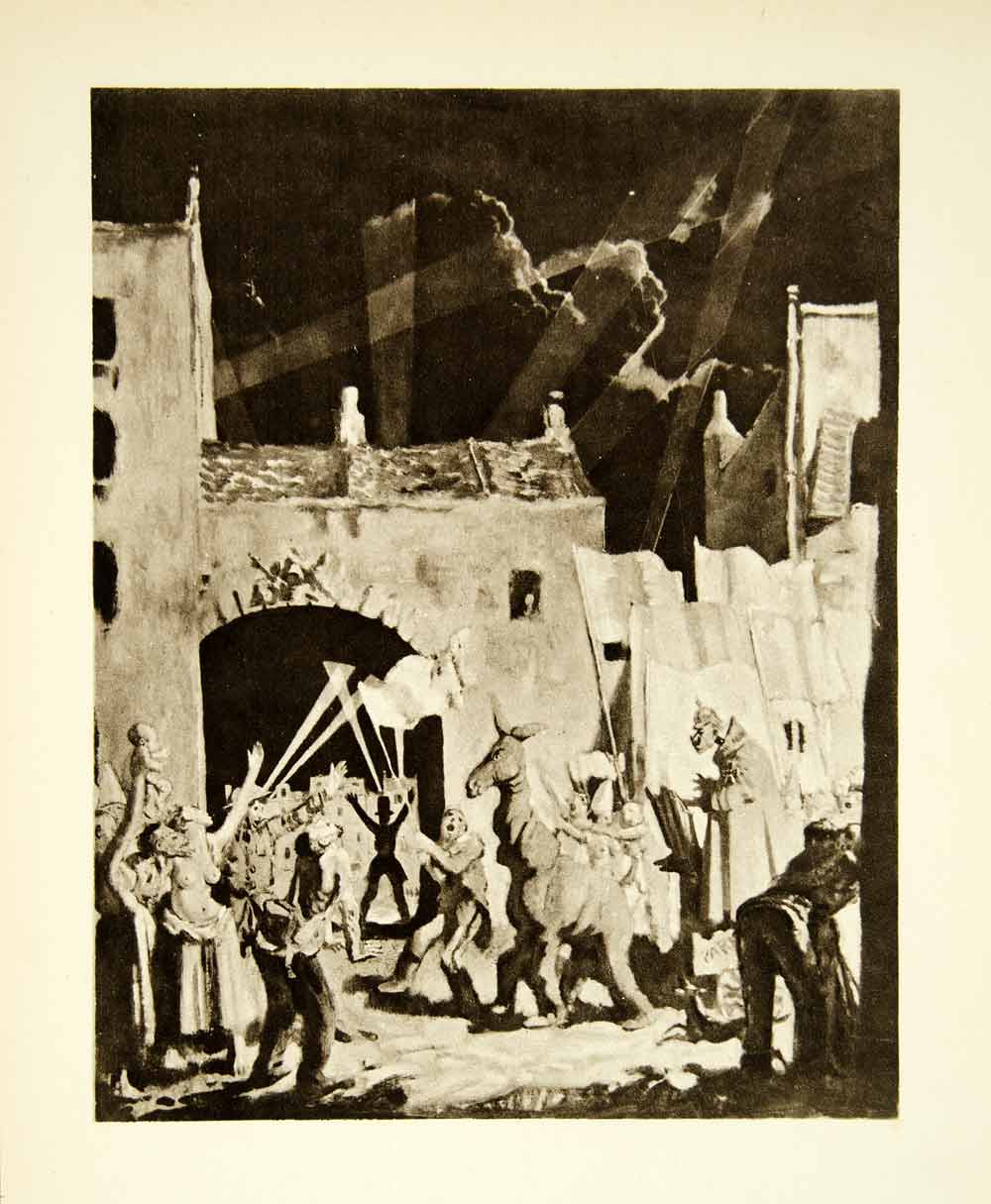 1921 Rotogravure William Orpen Art WWI Entry German Kaiser Donkey Costume XAHA8