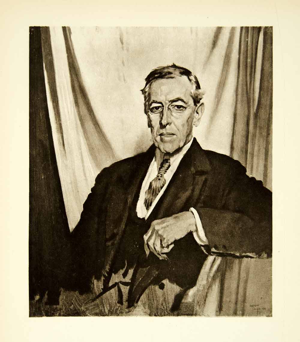 1921 Rotogravure William Orpen Art Portrait WWI US President Woodrow XAHA8