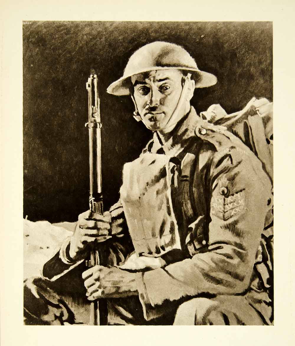 1921 Rotogravure William Orpen Art Portrait WWI NCO Sergeant Grenadier XAHA8