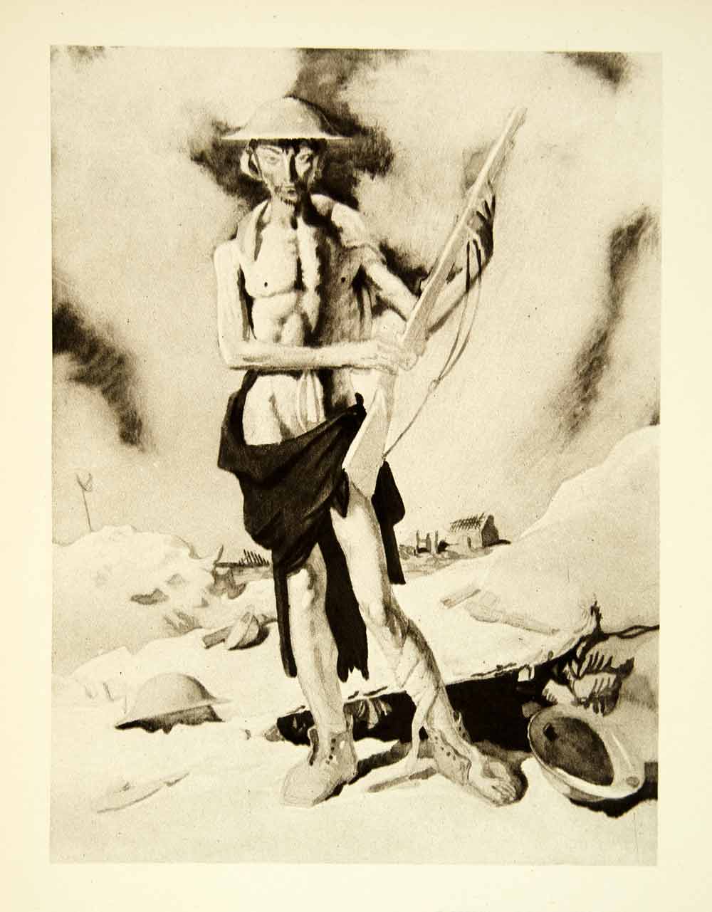 1921 Rotogravure William Orpen Art WWI British Soldier Shellshocked No XAHA8