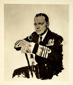 1921 Rotogravure William Orpen Art WWI Portrait Admiral Fleet Lord Wester XAHA8