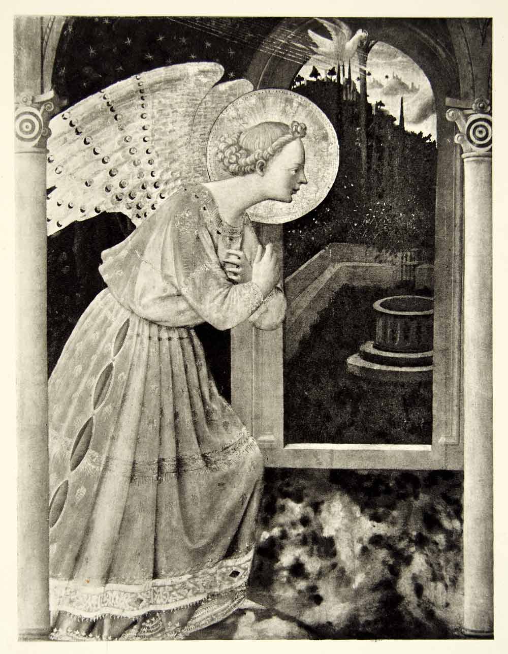 1951 Rotogravure Angel Annunciation Wings Holy Church Bible Structure XAHA9