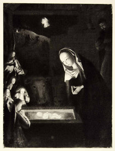 1951 Rotogravure Nativity Night Virgin Mary Jesus Angels Cow Religion Holy XAHA9
