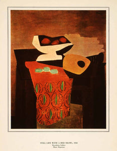 1940 Photolithograph Pablo Picasso Abstract Modern Artwork Still Life Red Shawl