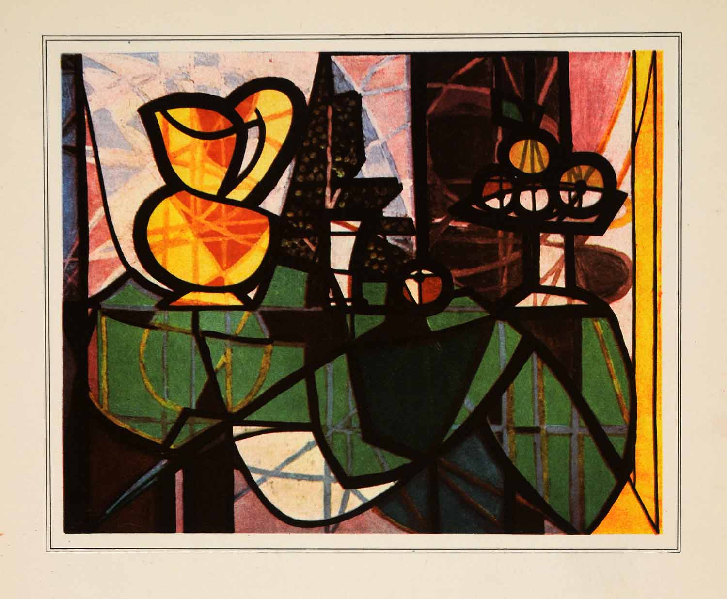 1940 Photolithograph Pablo Picasso Yellow Jug Still Life Modern Abstract Artwork