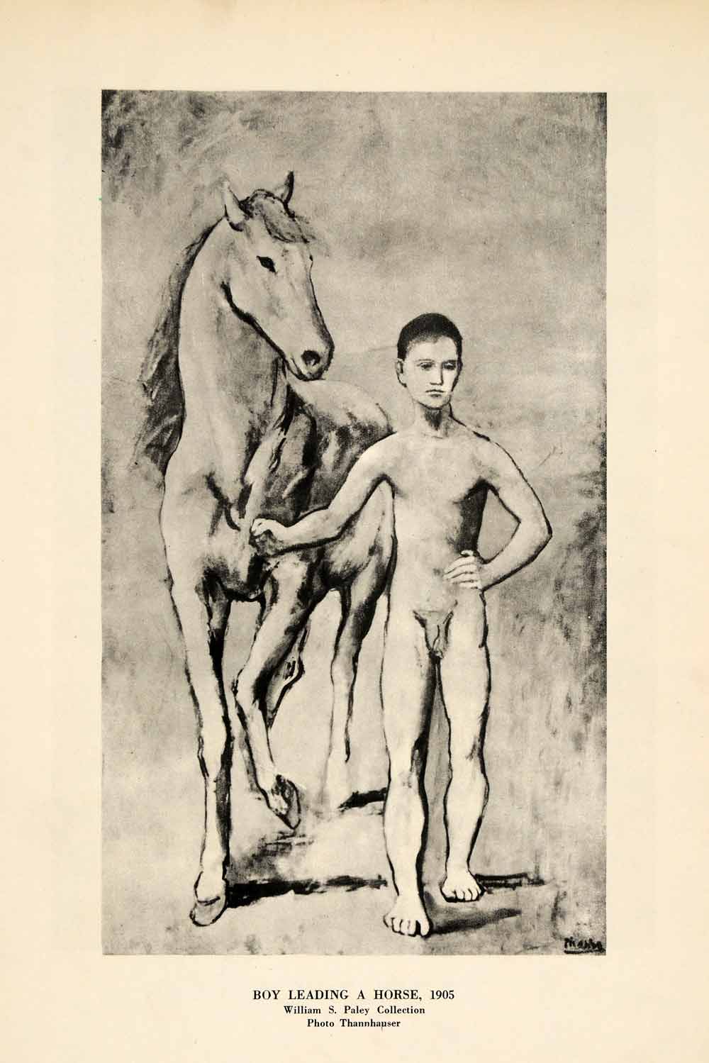 1940 Print Pablo Picasso Modern Art Nude Naked Boy Child Horse William Paley