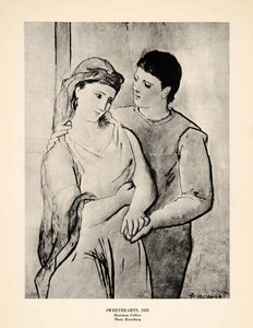 1940 Print Pablo Picasso Sweethearts Lovers Embrace Romance Romantic Modern Art
