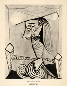 1940 Print Pablo Picasso Abstract Man Head Modern 1938 Artwork Galerie Pierre