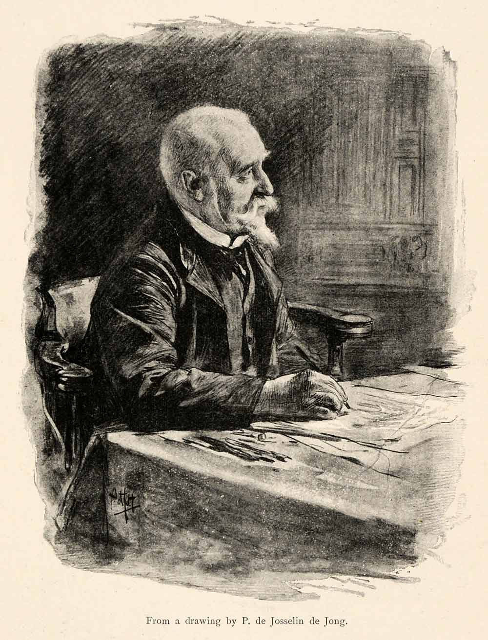1898 Print Johannes Bosboom Dutch 19th Century Painter Portrait Pieter Jong XAI8 - Period Paper
