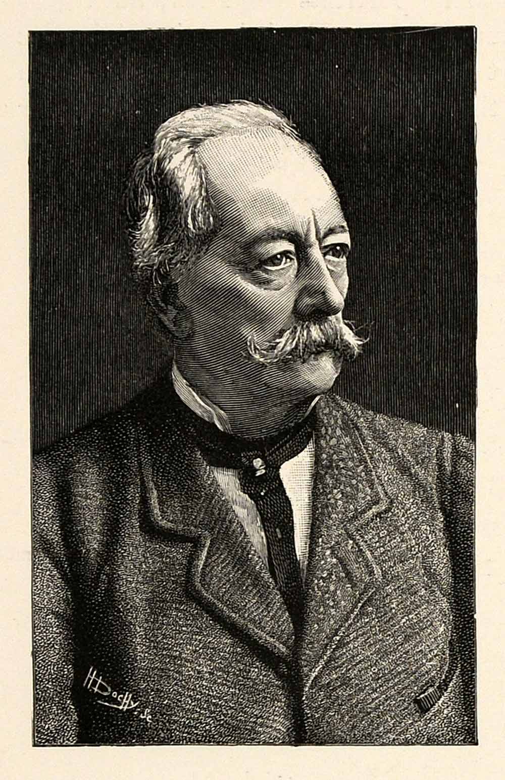 1898 Wood Engraving Art Charles Rochussen Portrait 19th Century Dutch XAI8