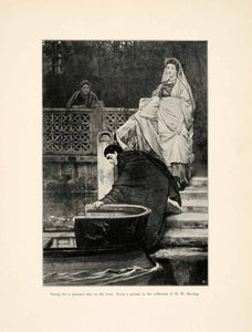 1898 Print Lawrence Alma Tadema Artwork Romantic River Boat Ride Lovers XAI8