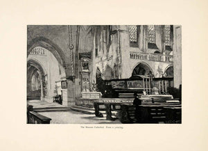 1898 Wood Engraving Lawrence Alma Tadema Art Munster Cathedral Interior XAI8