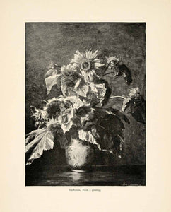 1898 Print Geraldine Jacoba Van De Sande Bakhuyzen Art Sunflower Boquet XAI8