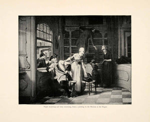 1898 Print David Bles Dutch Art Mourning Military Nurse Soldier Medical XAI8