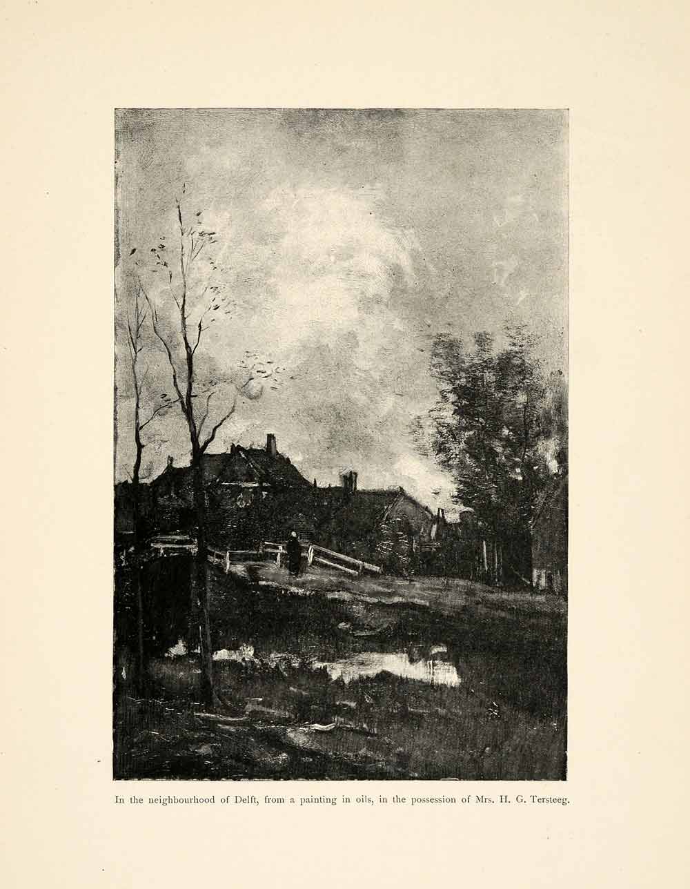 1899 Print Jacob Maris Neighborhood Delft Dutch Landscape Scenery Tersteeg XAI9