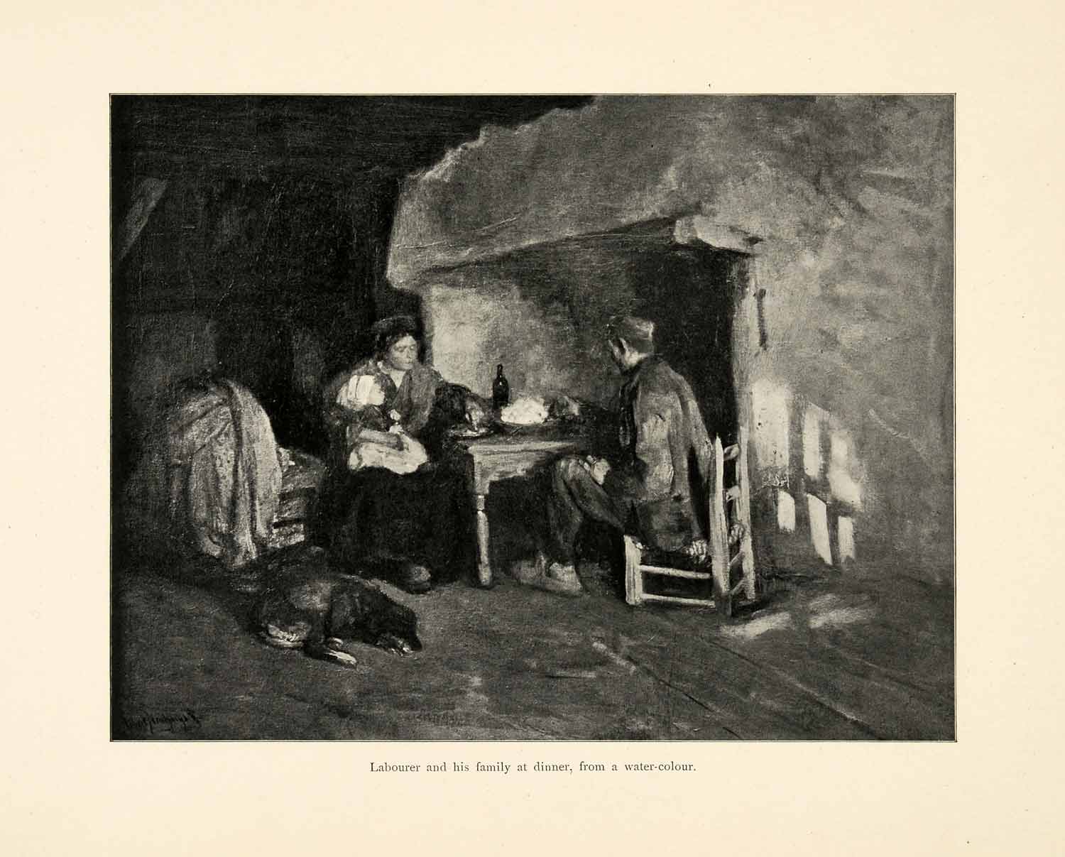1899 Print Laborer Labouer Family Dinner Dutch Painter Albert Neuhuys XAI9