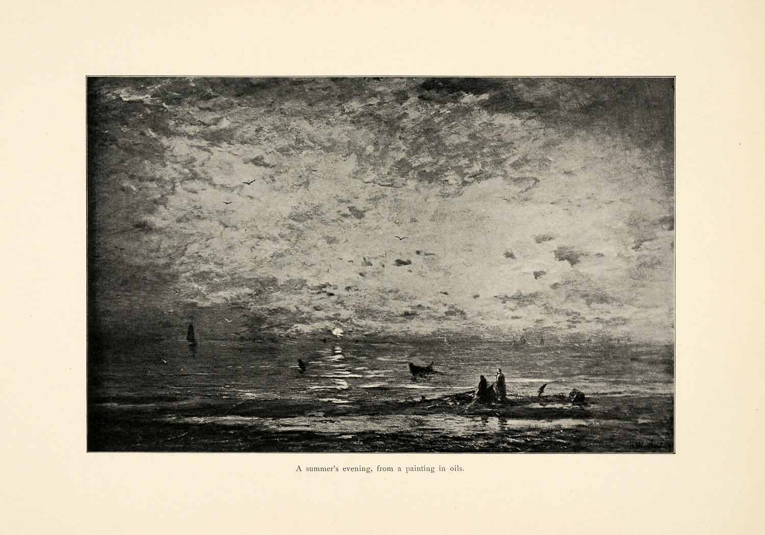 1899 Print Summer Evening Painting Dutch Ocean Sea Henry William Mesdag XAI9