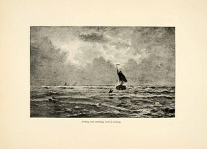 1899 Print Fishing Boat Returning Home Ocean Dutch Henry William Mesdag XAI9