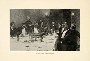 1899 Print Artists Dinner Water Color Painting Dutch Nicolaas van der Waay XAI9