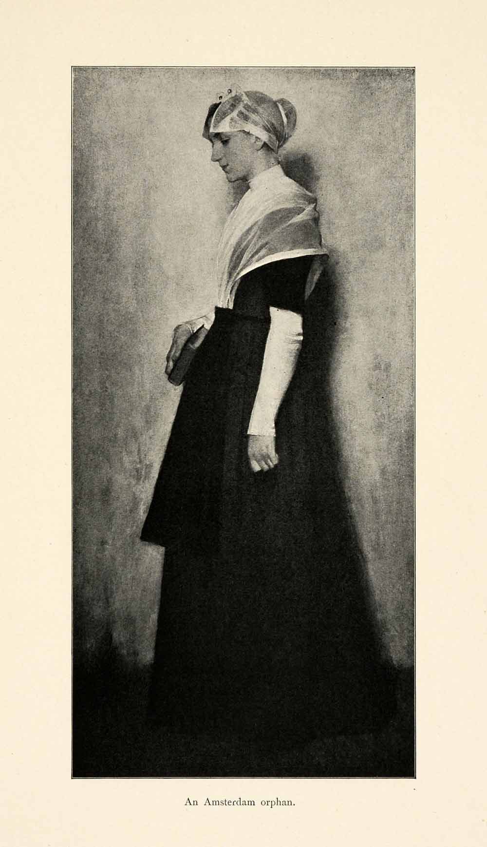 1899 Print Amsterdam Orphan Woman Dutch Painting Nicolaas van der Waay XAI9