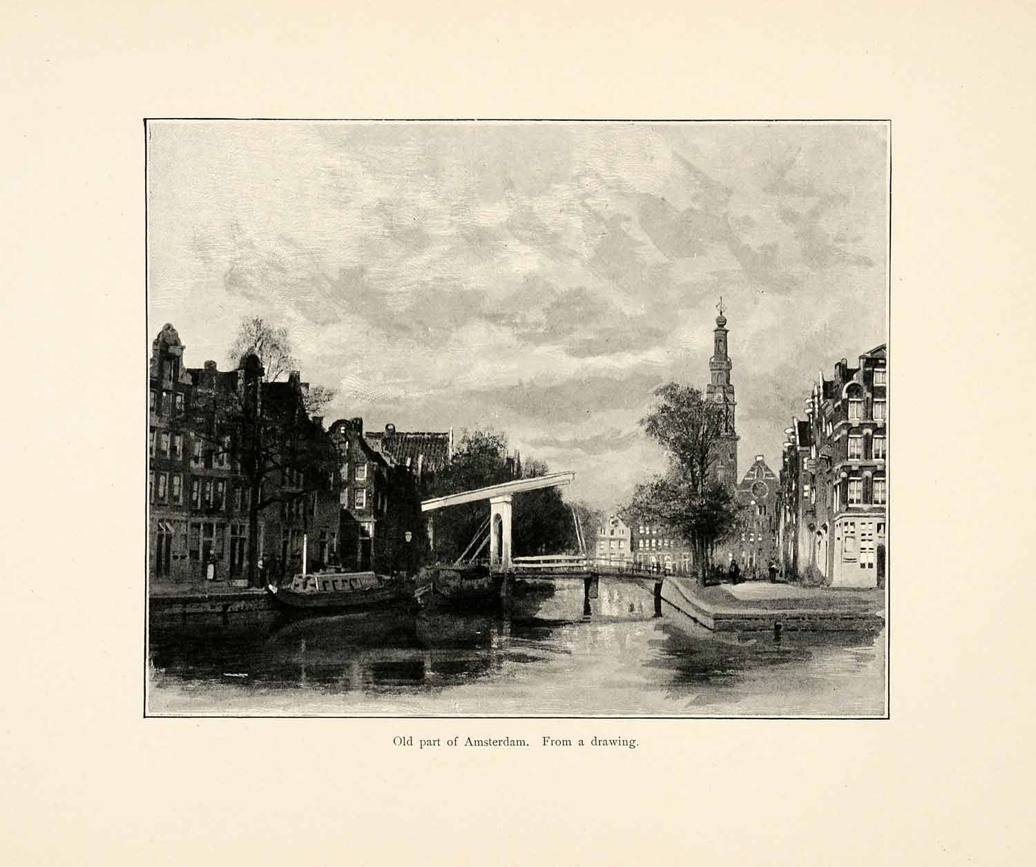 1899 Print Amsterdam Build Dutch Johannes Klinkenberg River Cityscape XAI9