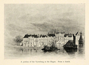 1899 Print Vyverberg Hague Sketch Draw River Canal Hotel Structure XAI9