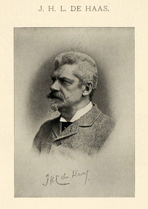 1899 Print Johannes Hubertus de Haas Self Portrait Portraiture Man Dutch XAI9
