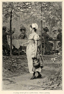 1899 Print Servant Girl Public House Dutch Artist Painting Scenery XAI9