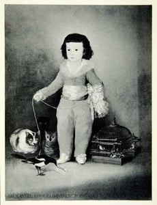 1950 Rotogravure Small Boy Bird Cage Cats Animals Portrait Child Francisco XAIA1