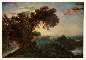 1918 Print Lake Albano Castel Gandolfo Landscape Sunset Dusk Twilight J R XAIA2