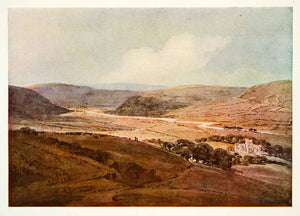 1918 Print Thomas Girtin Valley Aire Landscape Yorkshire Hill Art River XAIA2