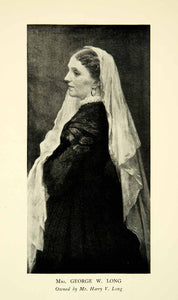 1923 Print William Morris Hunt Wife George Long Portrait Veil Woman XAIA5