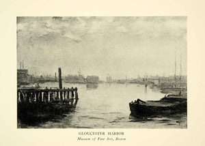 1923 Print Gloucester Harbor William Morris Hunt Marine Scene Boat Bay XAIA5