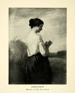 1923 Print Marguerite Portrait William Morris Hunt Woman Back Neck Sensual XAIA5