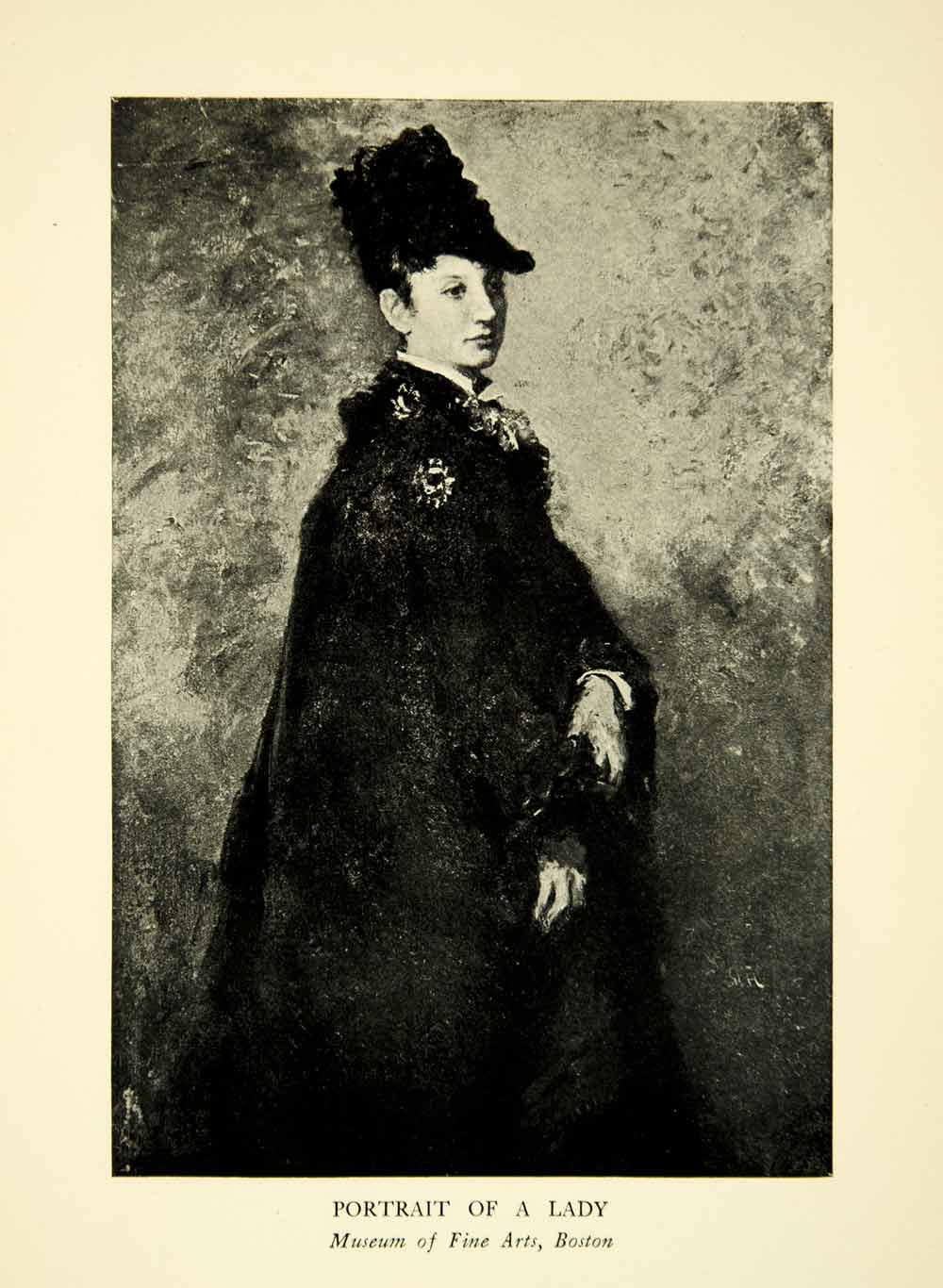 1923 Print Portrait Lady William Morris Hunt Regal Woman Hat Victorian XAIA5
